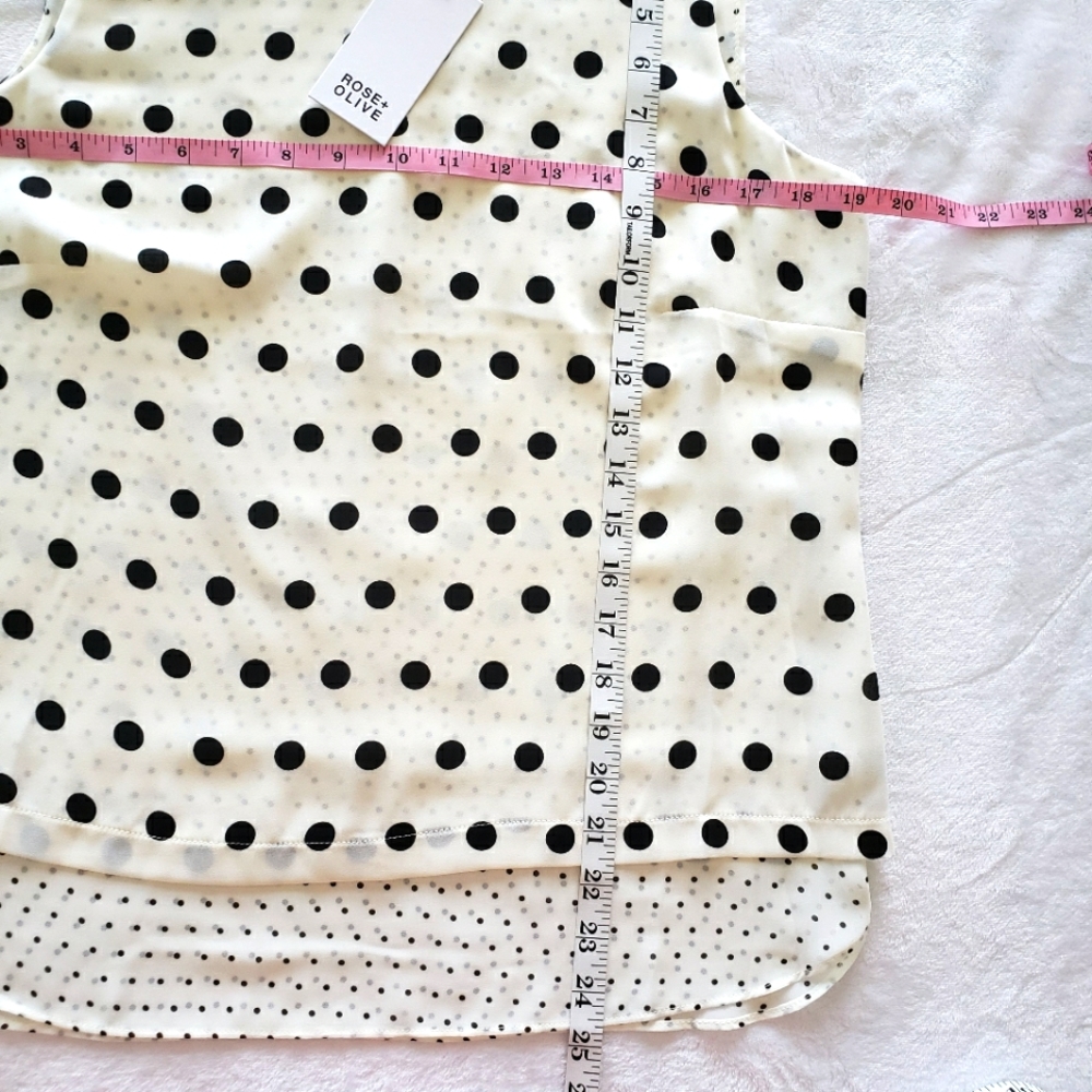 ROSE + OLIVE Sleeveless Black & Cream Polka Dot Layered Blouse—NWT—M - Picture 12 of 12